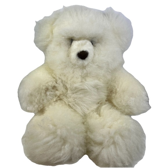 The Unbranded Brand Other - Alpaca Fur Teddy Bear Stuffed Animal 12" Soft Natural Plush White/ivory